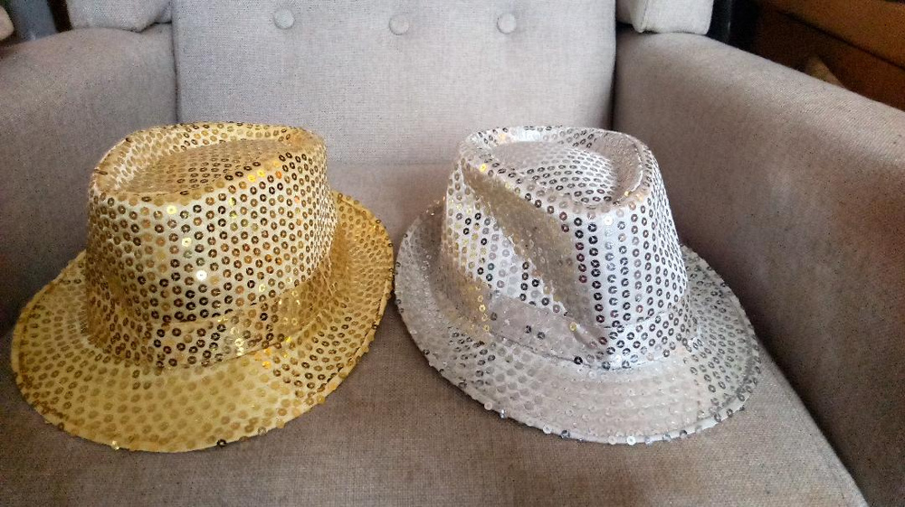 Sequined Fedora Hat Gold Silver Size 58